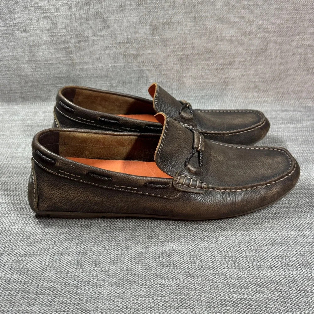 Martin Dingman Bermuda Braid Leather Loafers Men 11.5 Brown Driving Shoes Luxury
